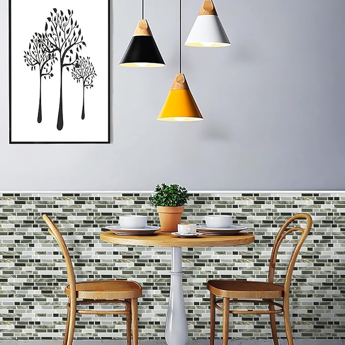 STICKGOO Thicker Design Peel and Stick Tile Backsplash, 12”×12”Stick on Backsplash for Kitchen, Self Adhesive Tile for Kitchen Backsplash and Bathroom(10 Sheets, Mixed Green)