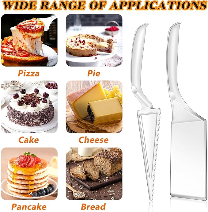 Patelai 20 Pcs Cake Server Set Disposable Plastic Serving Spatula Cutter Square and Triangle Servers Spatula Knives Pie Pizza Pastry Slicer Serving Utensils Clear for Kitchen Wedding