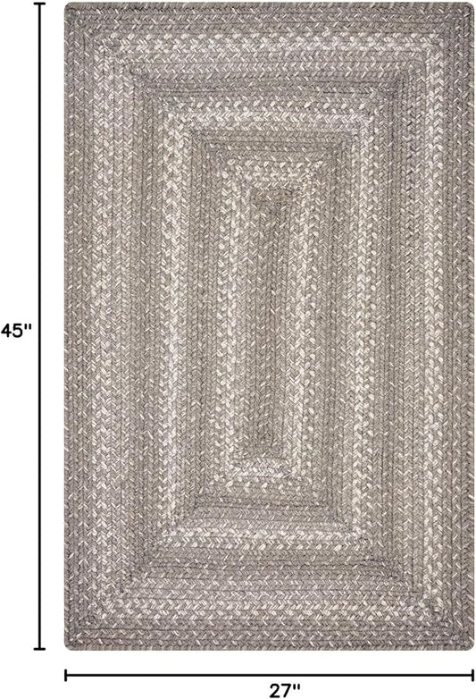 Homespice Grey Cloud Jute Braided Rugs 27x45 - Jute Country Kitchen Rugs for Farmhouse Decor