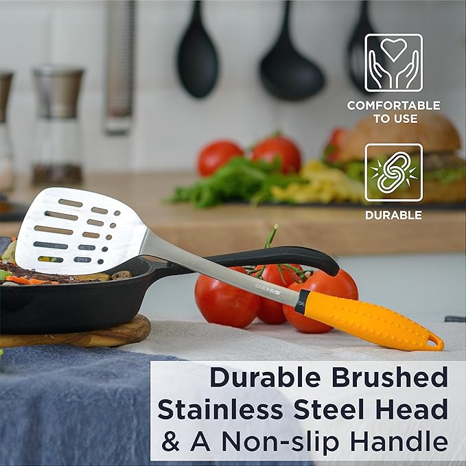 Deiss PRO Citrus Zester & Cheese Grater and Deiss PRO Kitchen Grill Spatula Stainless Steel Heavy Duty Slotted Turner