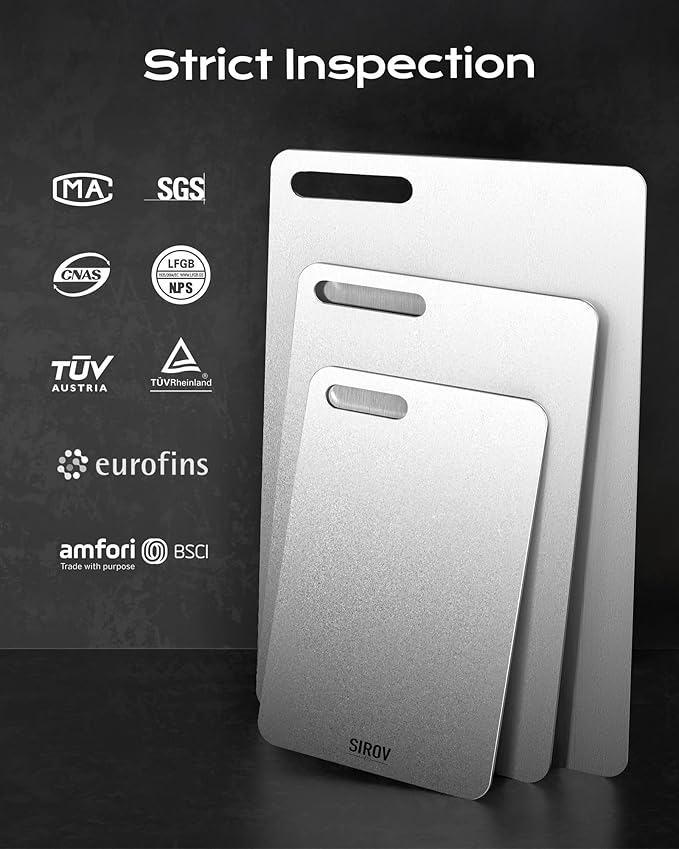Titanium Cutting Board, 100% Pure Titanium Cutting Boards For Kitchen, Best Non Toxic chopping board, Dishwasher safe, Hygiene and Durability for Meat, Fruit, and Vegetables (3 PCS)