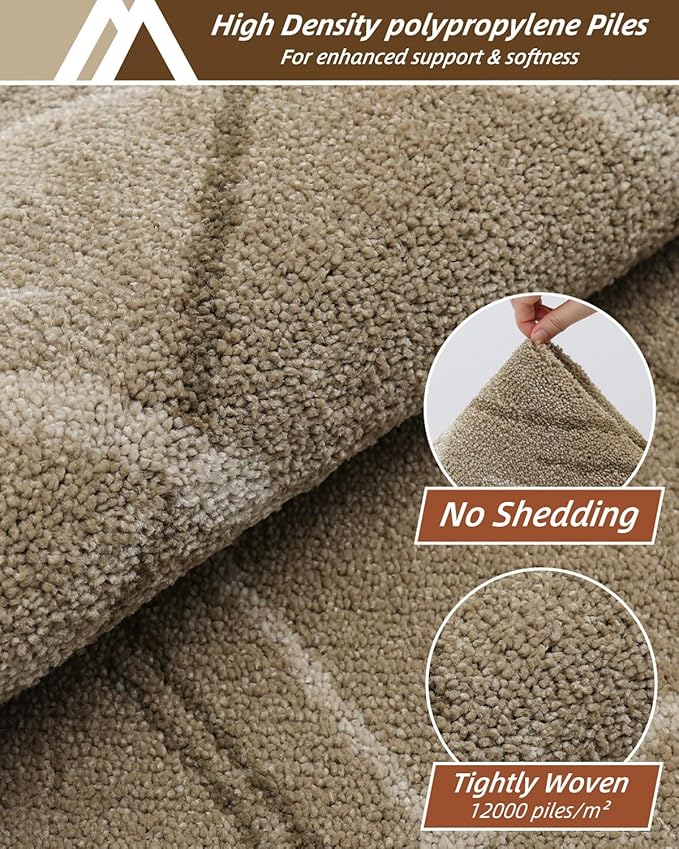 COSY HOMEER Kitchen Mats, 2 PCS Kitchen Rug Non Slip Washable, Absorbent Runner Rugs for Kitchen Floor, Polyester Kitchen Sink Rug 20"x32" + 20"x48"(Beige)