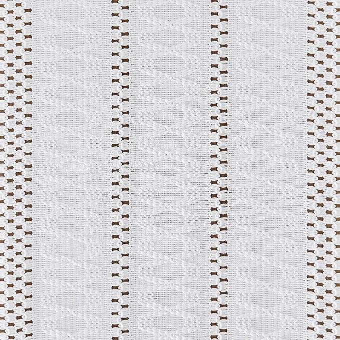 ZeeMart Macrame Style Boho Table Runner, White Table Runners 60 Inches Long, Farmhouse Woven Home Decor, 12x60 Inch, White
