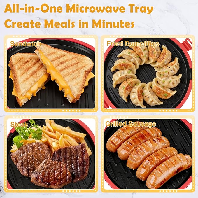 9.5Inch Microwave Sandwich Maker, Microwave Grilled Cheese Maker, Microwave Bacon Cooker, Microwave Toaster, Panini Press, Removable Non-Stick, Grill Crispy in Minutes for Office, Dorm, Travel, Home