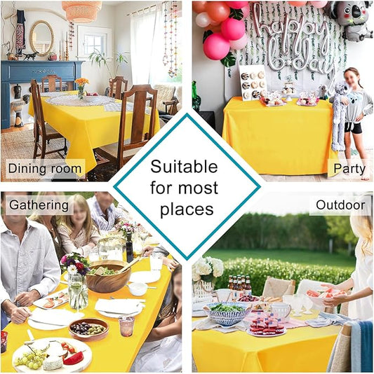 Hiasan Waterproof Tablecloth Rectangle - Washable Fabric Table Cloth for Dining Room Kitchen Birthday Party and Outdoor Use, Yellow, 70 x 120 Inch