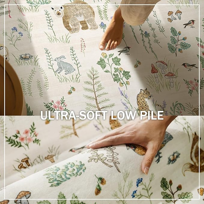 9x12 Area Rugs for Living Room: Washable Bedroom Rug Vintage Stain Resistant Non Slip Low Pile Soft Lightweight Carpet for Kitchen Dining Room Farmhouse Nursery Kids Room Home Office