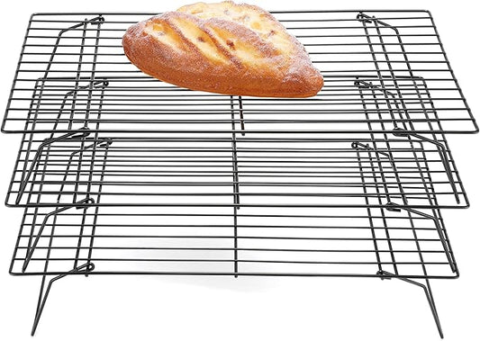 Cooling Racks for Baking, 3-Tier Stackable Stainless Steel Wire Cooling Rack Set of 3 (10"x15"), Oven Safe Heavy Duty Rust-Resistant Wire Rack for Cookie Sheet Roasting Grilling, Dishwasher Safe