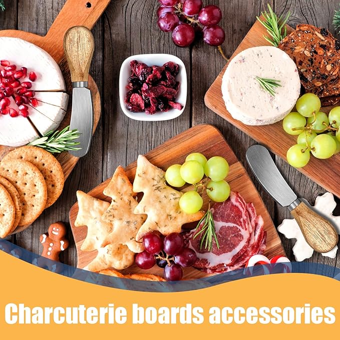 36 Pcs Cheese Spreader Knives with Wooden Handle Stainless Steel Butter Spreader Charcuterie Boards Accessories for Cream Cheese Cake