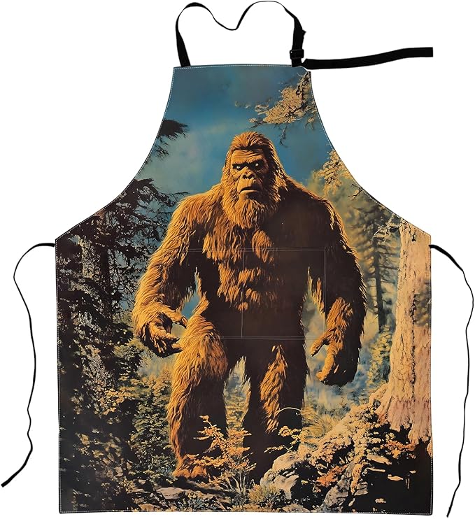 Forest Monkey Apron Vintage Wilderness Primate Aprons Waterproof Oxford Polyester Adjustable Pockets Design for Cooking, Crafting, Garden , for Outdoor Lovers Rustic Decor, 28x33 Inch