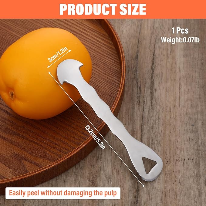 Orange Peeler Tool, 304 Stainless Steel Citrus Peeler for Oranges, Grapefruits & Lemons, Ergonomic Safe Cutter & Slicer, Easy Peel Skin Remover, Kitchen Fruit Peeling Tool