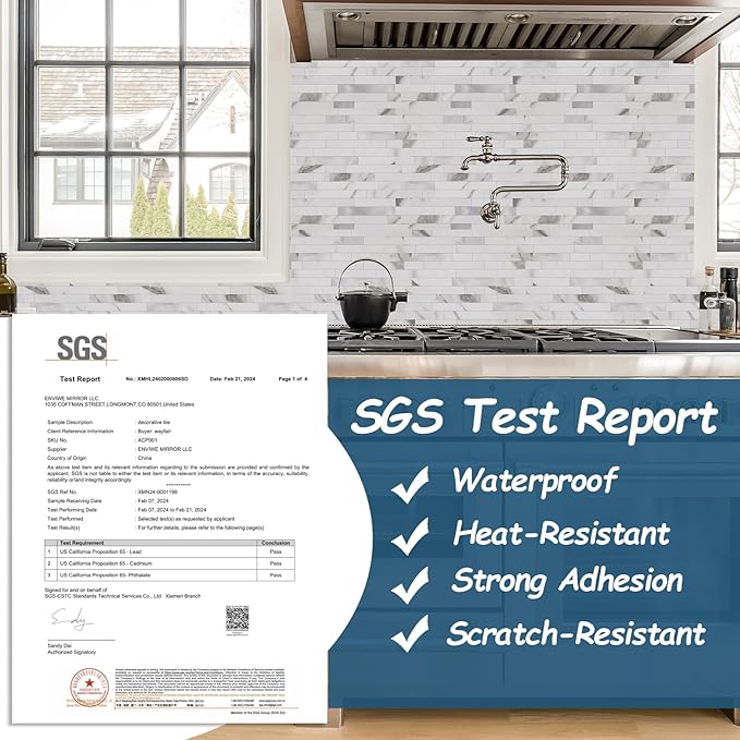 Yipscazo 2026 New Upgrade Peel and Stick Stone Metal Backsplash, PVC Wall Tiles Stick on Tiles for Backsplash Kitchen, Bathroom, Fireplace (40 Sheets, Marble White)