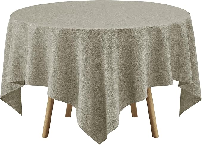 Faux Linen Square Tablecloth for Dining Room,Waterproof Texture Decorative Farmhouse Rustic Table Cloth for Indoor Outdoor Party, Holiday Banquet Picnics Patio,52 x 52 Inch (Square),Natural