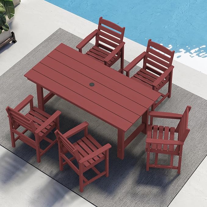 SERWALL Patio Dining Chair Set of 2, Red