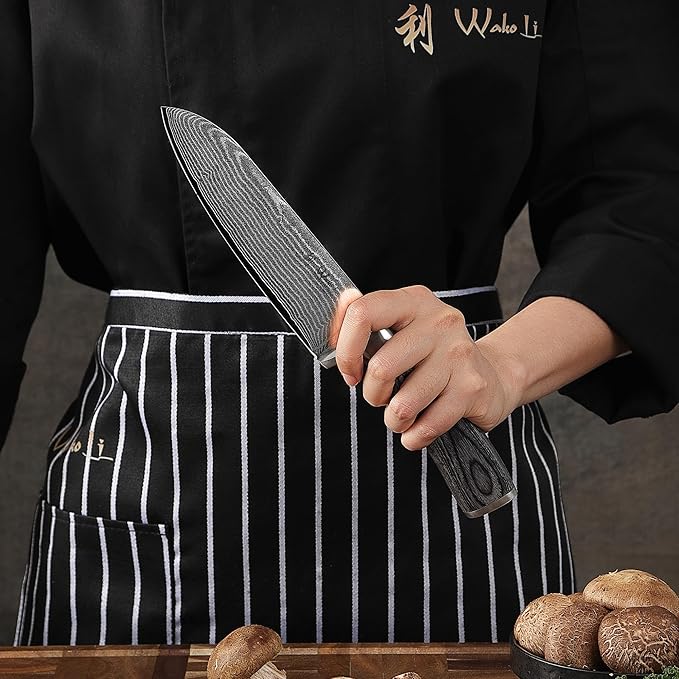 Wakoli EDIS 3-Piece Damascus Knife Set – Professional Kitchen Knives with VG10 Core Blades, 67-Layer Damascus Steel and Ergonomic Pakkawood Handles – Premium Chef Knife Set in Wooden Gift Box