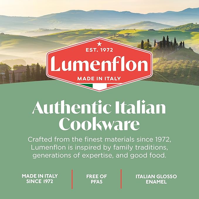 Lumenflon Deco 8” Nonstick Frying Pan Skillet, Made in Italy, Diamond Ceramic PFAS-Free, Dishwasher & Metal Utensil Safe, Durable Gloss Enamel Finish, Stay-Cool Handle, High Walls-Extra Room, Taupe