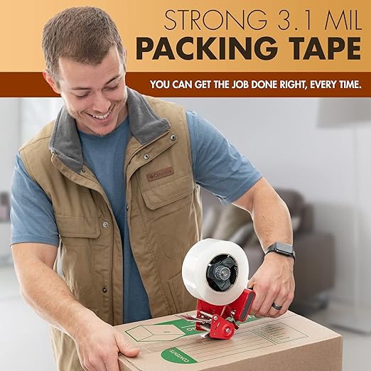 Packstrong Industrial Grade Clear Packing Tape 6 Rolls - 110 Yards per Roll - 2" Wide x 2.7 mil Thick, Acrylic Adhesive Heavy Duty Tape for Box Office Moving Packaging Shipping