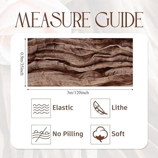 Wokceer Cheesecloth Table Runner 3Pack 10FT Brown Boho Gauze Fall Thanksgiving Cheese Cloth Table Runner for Party Long Rustic Sheer Table Runners for Baby Bridal Shower Wedding Easter Table Decor