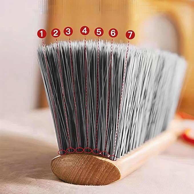 Soft Bristle Hand Brush Wooden Handle for Woodworking Shop Bench, Sawdust Removal Non-Scratch 14 Inch Long (Gray)