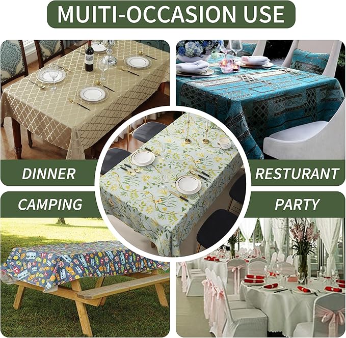 Rectangle Table Cloth,100% Waterproof Tablecloth Oil Proof Spill Proof Vinyl Table Cloth, Wipe Clean Plastic Table Cover for Dining, Camping, Indoor and Outdoor 54" x 84",Leaves