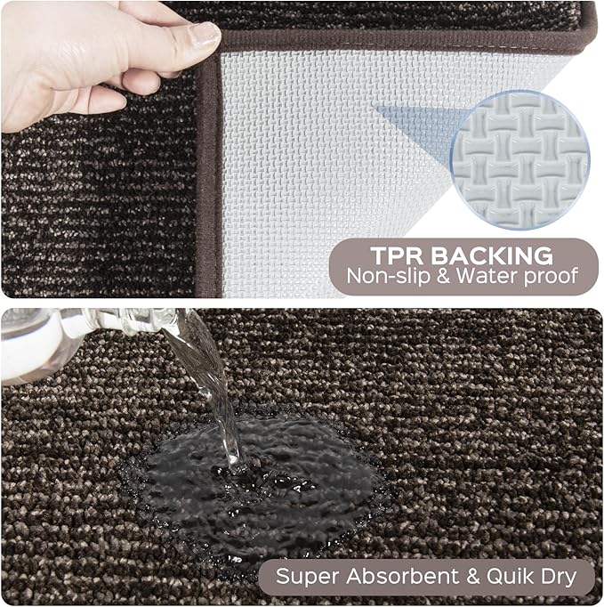 Washable Kitchen Rug 24" x 70" Rectangular, Non Slip Absorbent Indoor Entryway Runner Rug for Floor, Laundry, Bathroom, Bedroom (Roll Packing)