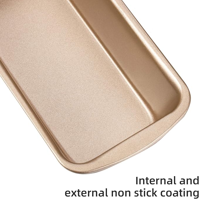 Patelai 4 Pack Small Loaf Pans for Baking Bread Non Stick Bread Pan Rectangle Baking Tray Toast Mold(Gold,9.3 x 3.7 Inch)