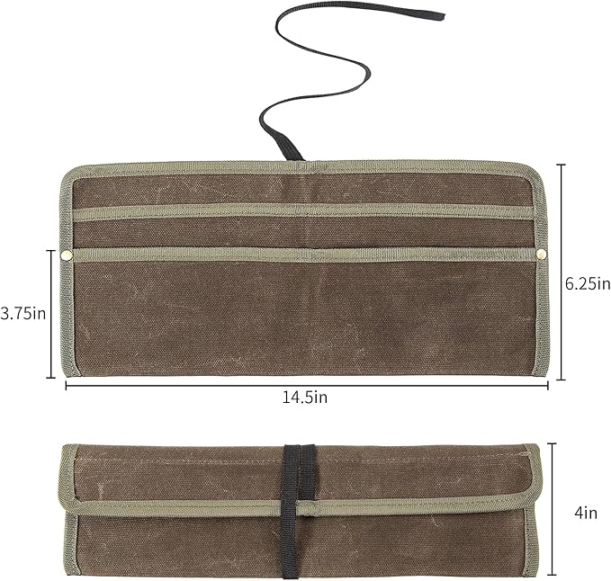 Qchengsan Chef Knife Sheath,Waxed Canvas Single Chef Knife Case Bag Roll for Traval,Sheaths for Chef's Kitchen knives,Tool Organizer Pouch Culinary Accessories Cooking Tools Roll,Gifts for Men