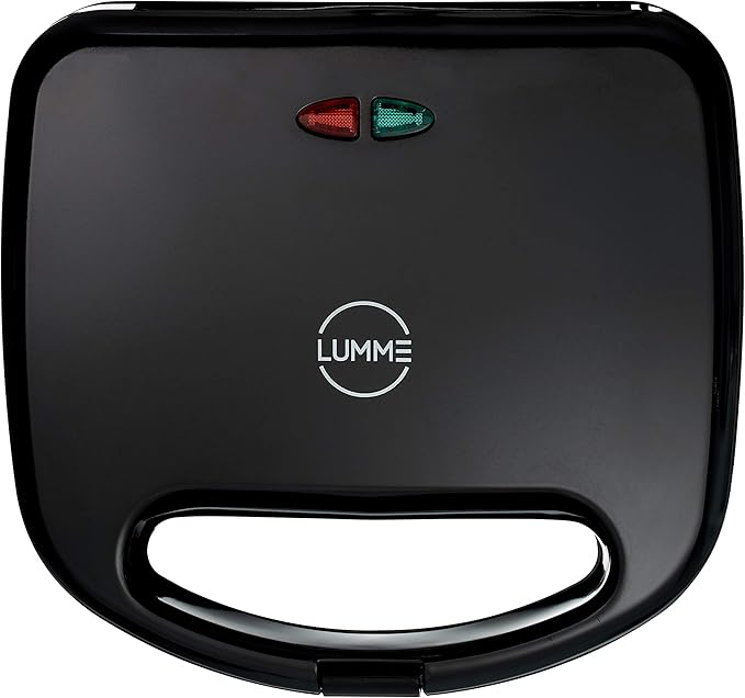 Lumme Sandwich Maker, Sandwich Toaster, Panini Press, Quesadilla Maker, Grilled Cheese, French Toast Press, Pizza Pockets Press, Indicator light, Omelet, White (Black)