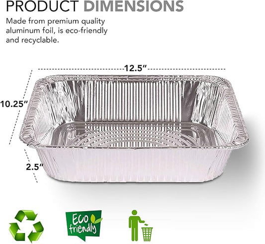 Stock Your Home Aluminum Pans 9x13 Disposable Foil Pans (Pack Of 10) - Half Size Steam Table Deep Aluminum Trays - Tin Foil Disposable Pans Great for Cooking, Heating, Storing, Prepping Food