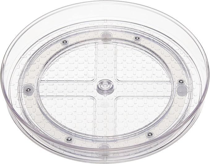 Amazon Basics Clear Lazy Suzan Turntable Organizer, 9-Inch, 2-Pack