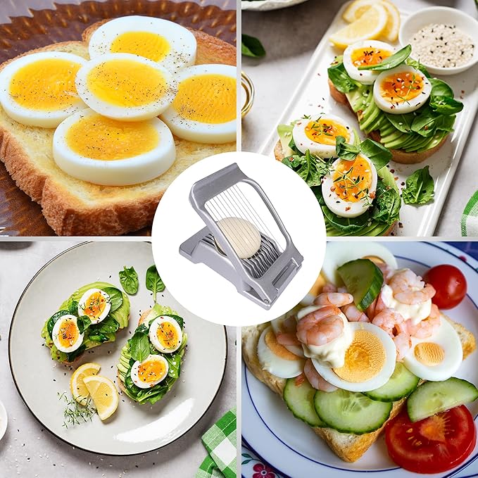 Egg Slicer for Hard Boiled Eggs,Stainless Steel Wire Multipurpose Egg Cutter Strawberry Slicer Tomato Slicers for Home Use (Black Red)