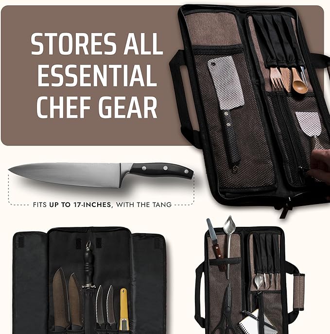 Asaya Chef Knife Roll Bag - 12 Pockets for Knives and Kitchen Utensils - Lightweight, Durable, and Stain Resistant Nylon - Perfect for the Traveling Chef - Knives not Included