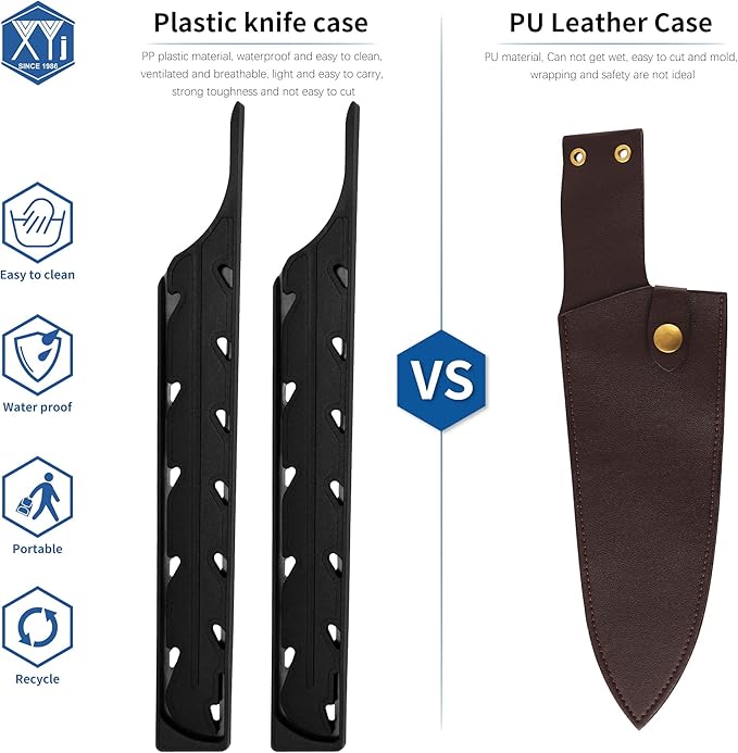 XYJ 2pcs/set Safety Knife Covers Sleeves Knives Edge Guard,Universal Knife Sheath,Knife Case Black (For 8'' 9'' 10" Slicing Bread Sashimi Knife)