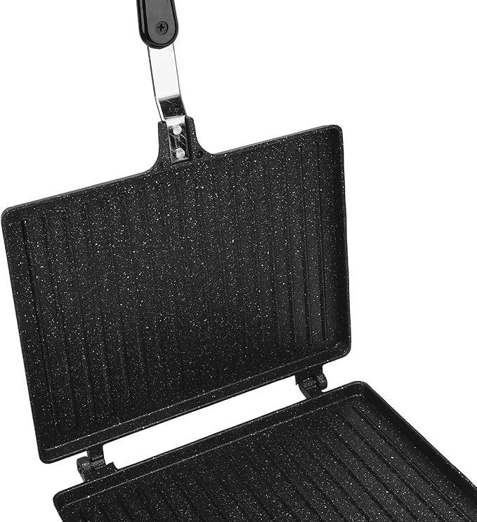Walfront Stovetop Toasted Sandwiches Maker, Non Stick Grilled Panini Maker, Aluminum Alloy for Waffles, Breakfast, for Home Kitchen and Camping
