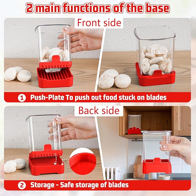 3-in-1 Strawberry Banana Egg Slicer Cup | Detachable Fruit Cutter with Push Plate for Effortlessly Safe Slicing | Quick Meal Prep & Snacks Kitchen Gadget (Red)
