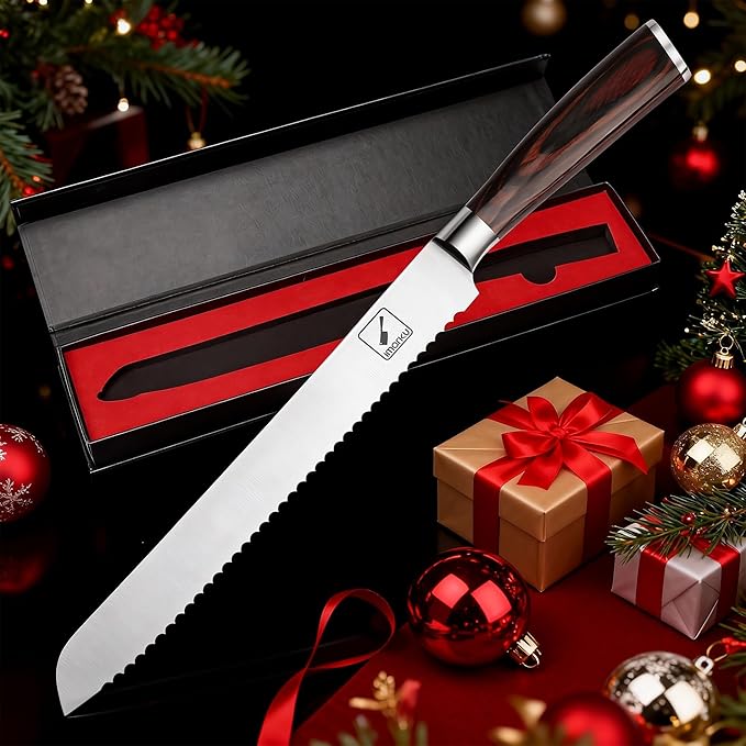 imarku Bread Knife, German High Carbon Stainless Steel Professional Grade Bread Slicing Knife, 10-Inch Serrated Edge Cake Knife, Bread Cutter for Homemade Crusty Bread, Birthday Gifts for Women Men