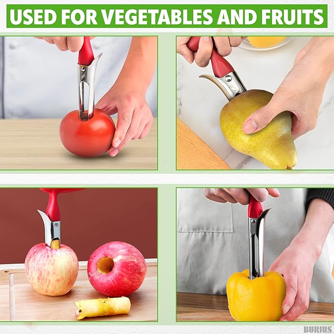 Apple Corer Tool – Apple Core Remover with Ergonomic Plastic Red Handle, Durable Food-Safe Stainless Steel, 7.3" Easy to Use and Clean, Festive Kitchen Helper for easy Easter Desserts & Home Baking