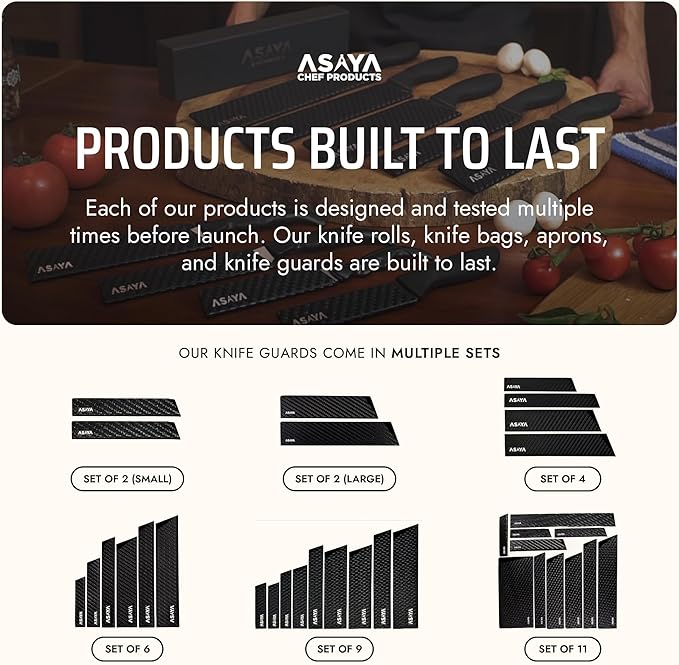 Asaya Professional Knife Edge Guards -Universal Blade Covers - Extra Strength, ABS Plastic and BPA-Free Felt Lining, non-Toxic and Food Safe - Knives Not Included (11Pcs)