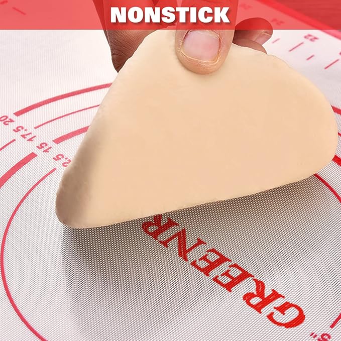 Silicone Pastry Mat Extra Thick Large Non Stick Baking Supplies Kitchen Counter Cooking Rolling Dough Sheet Pie Crust Sourdough Bread Oven Liner with Measurement (20''(W) * 28''(L))