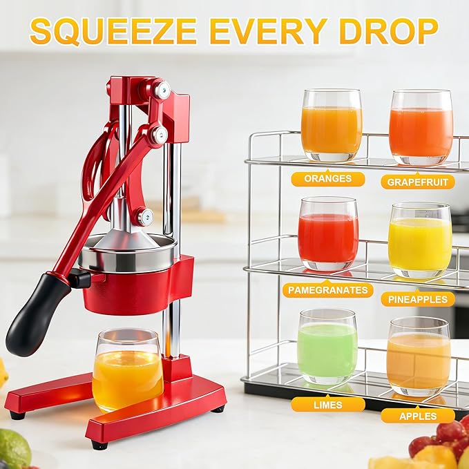 Manual Cast Iron Citrus Juicer,Commercial Hand Press Squeezer,Heavy Duty Countertop Squeezer for Fresh Orange Lemon Juice with Stainless Steel Cup