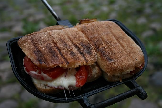 ROME Panini Press Cast Iron Sandwich Cooker Designed For Use On BBQ Grills, #1305