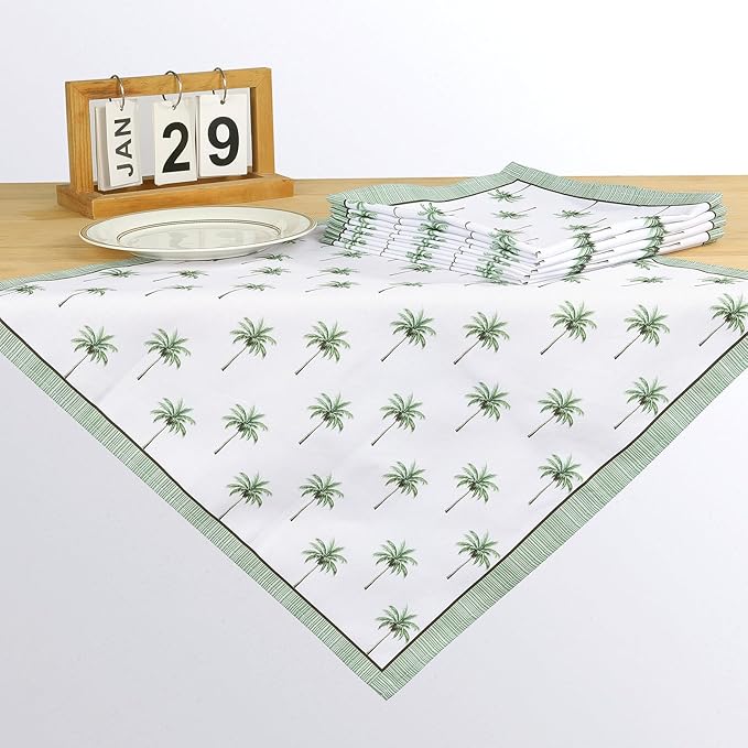 Palm Trees Print Cloth Napkins 100% Cotton, 18" X 18" Dinner Napkins Cloth Set, Washable Napkins for Home, Kitchen, Dinner, Party, Wedding, Cocktail, Set of 6