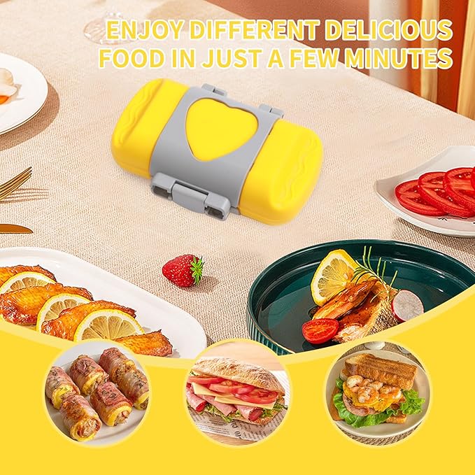 Microwave Toastie Sandwich Maker, Nonstick Plate Microwave Panini Grilled Cheese Maker, Versatile Wireless Small Toaster Hot Dog, Dishwasher Safe, Fast Cooking for Breakfast, Snacks， Yellow