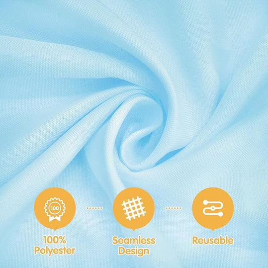 BRILLMAX 10 Pack Light Blue Tablecloths 70 x 120 Inch for 6ft & 8ft Rectangle Tables - 150 GSM Polyester Fabric, Universal Fit, Water, Stain & Wrinkle Resistant Cloth Cover for Wedding Banquet