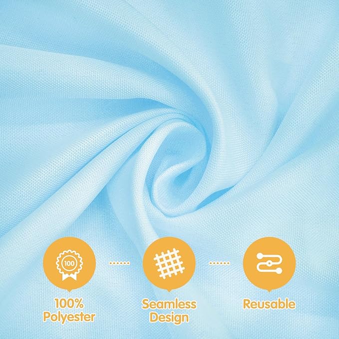 BRILLMAX 4 Pack Light Blue Tablecloths 90 x 156 Inch for 8ft Rectangle Tables - 150 GSM Polyester Fabric, Floor Length Drop, Water, Stain & Wrinkle Resistant Cloth Cover for Wedding Reception Banquet