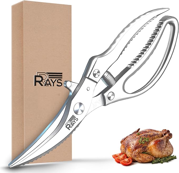 Poultry Scissors- Professional Heavy Duty Kitchen Shears for Spatchcocking Chicken and Meat Cutting- Multi-Purpose Kitchen Scissors for Food - Stainless Steel
