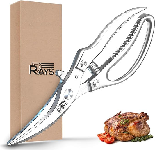Poultry Scissors- Professional Heavy Duty Kitchen Shears for Spatchcocking Chicken and Meat Cutting- Multi-Purpose Kitchen Scissors for Food - Stainless Steel