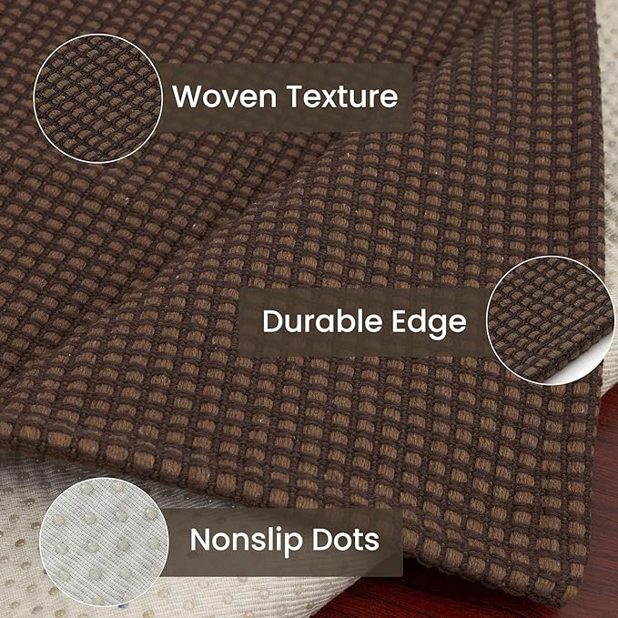 IOHOUZE Washable Runner Rug 3x10 Non Slip Rubber Backed Long Hallway Runner Entryway Runner Indoor, Kitchen Rugs Woven Cotton Floor Carpet for Hall Entrance, Brown