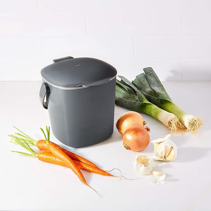 OXO Good Grips Easy-Clean Compost Bin, Charcoal - 0.75 GAL