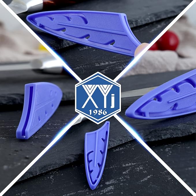 XYJ 2pcs/set Safety Knife Covers Sleeves Knives Edge Guard, Universal Knife Sheath, Fruit, Utility, Paring Knife Case Blue (For 3.5'' Paring Knife)