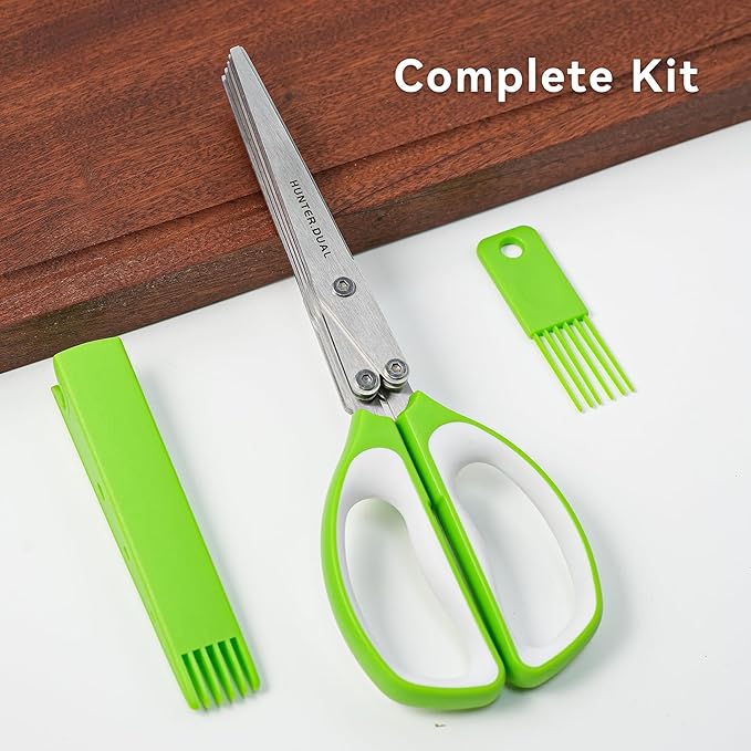 Kitchen Scissors for Food, HUNTER.DUAL Heavy Duty Come Apart Poultry Shears for Cooking, All Purpose for Cutting Chicken, Meat, Fish & Vegetables (Green, White, 8.66 Inch)